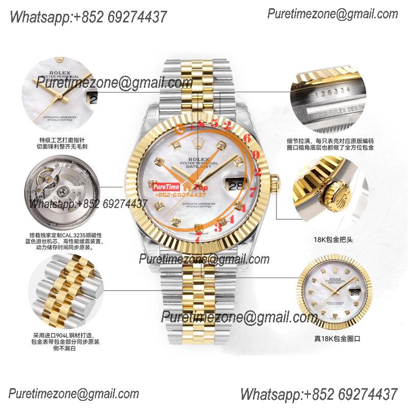 Datejust VR3235 Automatic Mens Watch Best Edition ZQF 41 SS/YG Gold Wrapped MOP Diamonds Dial 904L SS Jubilee Bracelet