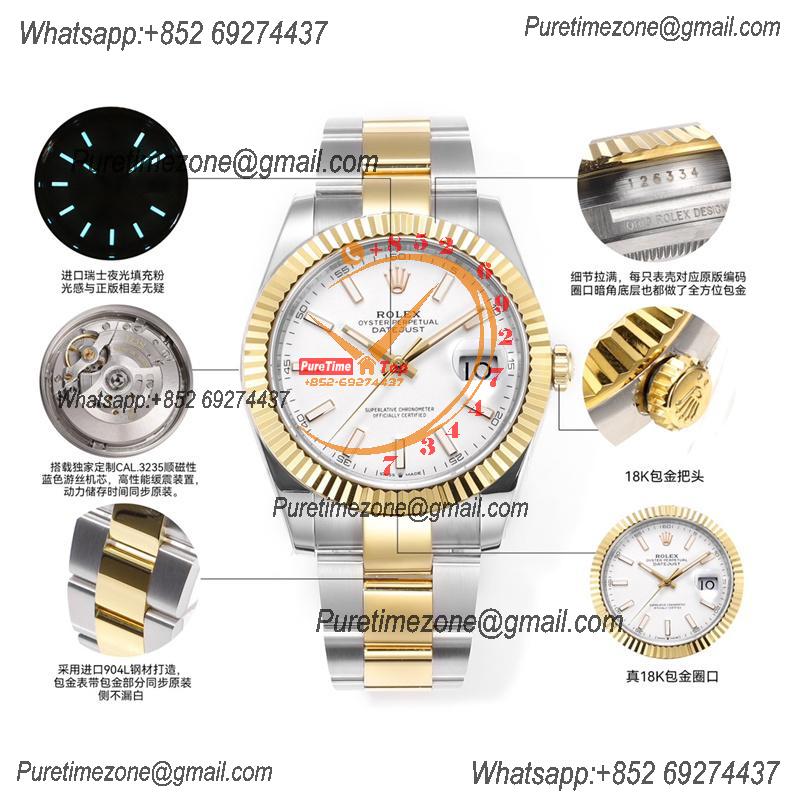 Datejust VR3235 Automatic Mens Watch Best Edition ZQF 41 SS/YG Gold Wrapped White Stick Dial 904L SS Oyster Bracelet