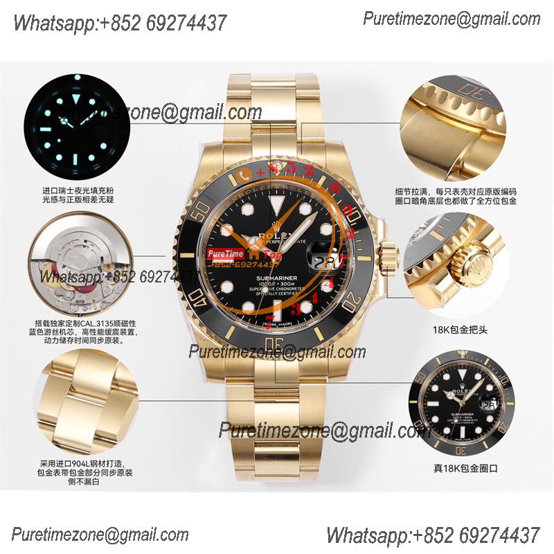 Submariner 116618 VR3135 Automatic Mens Watch Best Edition ZQF V2 40 Gold Wrapped Black Dial 904L SS Oyster Bracelet