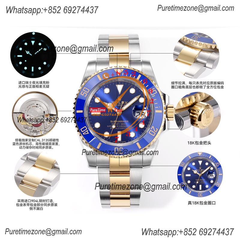 Submariner 116613 VR3135 Automatic Mens Watch Best Edition ZQF V2 40 Gold Wrapped Blue Dial 904L SS Oyster Bracelet