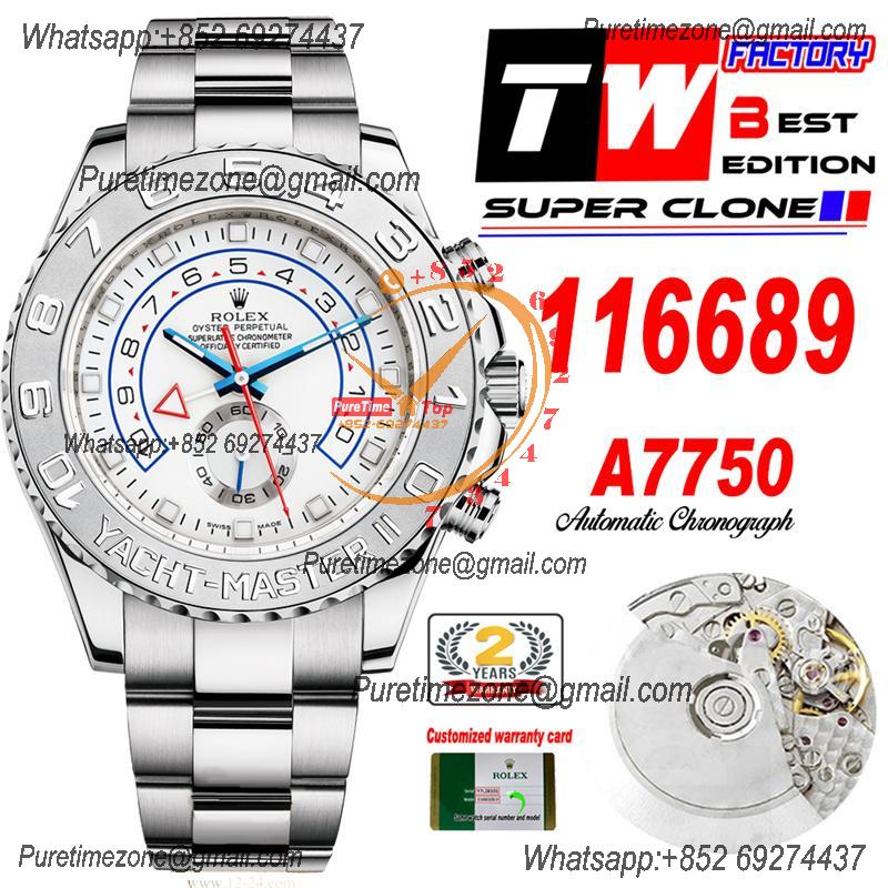 YachtMaster II 116689 A7750 Automatic Chronograph Mens Watch Best Edition TWF White Dial 904L SS Oyster Bracelet