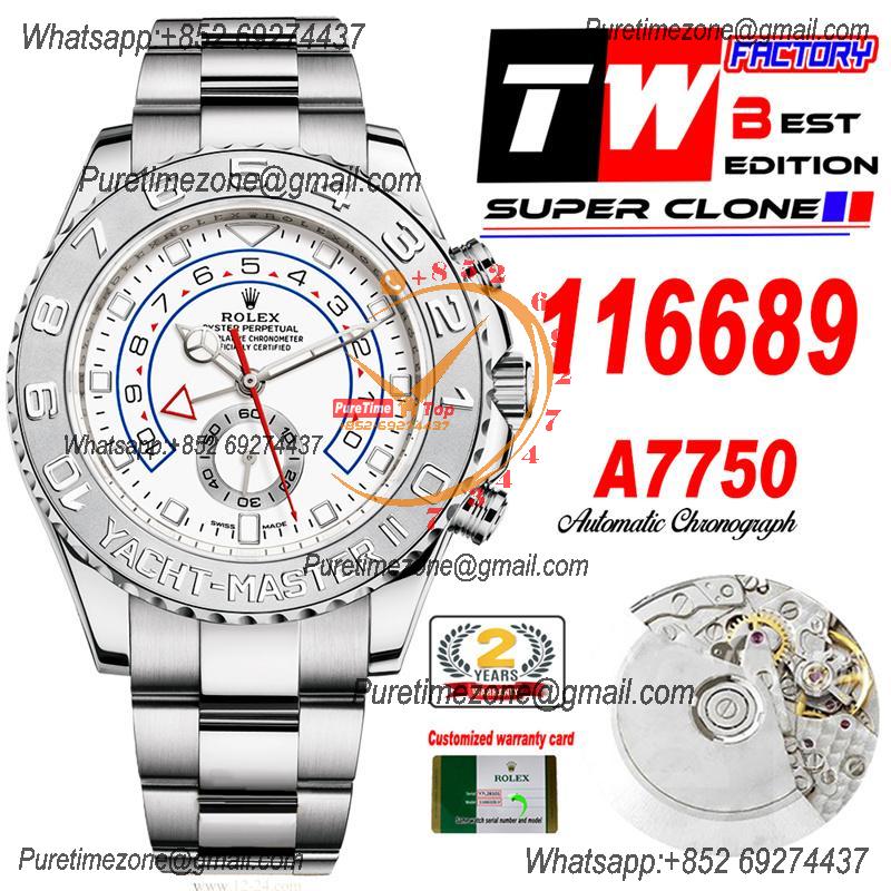 YachtMaster II 116689 A7750 Automatic Chronograph Mens Watch Best Edition TWF White Dial 904L SS Oyster Bracelet