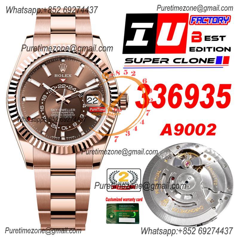 Sky Dweller 326935 Gold Dial A23J Automatic Mens Watch Best Edition IUF RG Brown Dial 904L Steel Oyster Bracelet