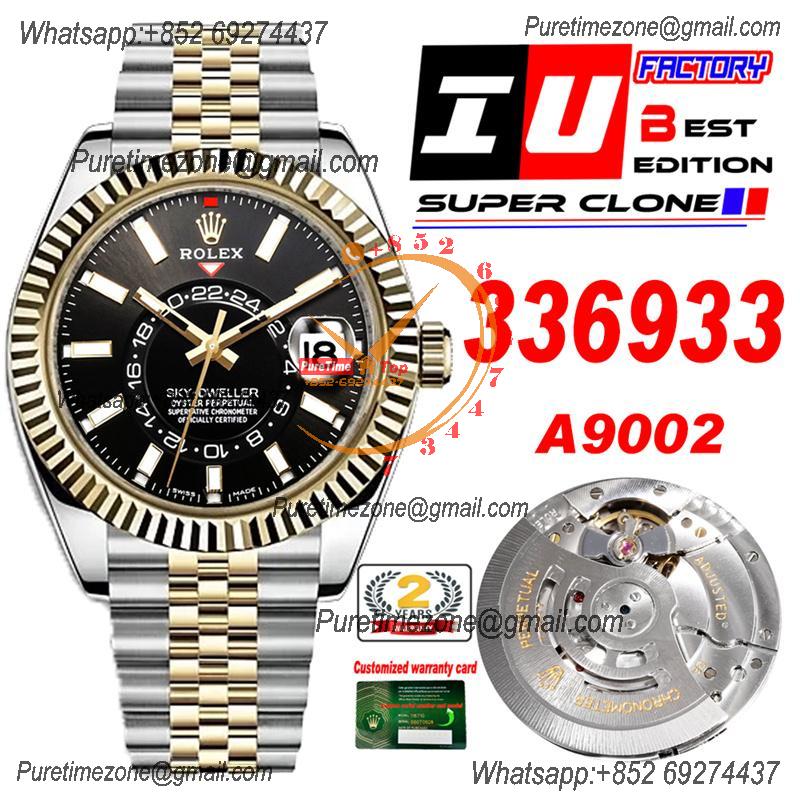 Sky Dweller 326933 Gold Dial A23J Automatic Mens Watch Best Edition IUF SS/YG Black Dial 904L Steel Jubilee Bracelet