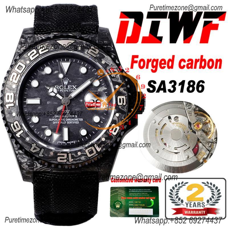 GMT Master II 126710 VR3186 Automatic Mens Watch Best Edition DIWF Carbon Case Black Dial Nylon Strap