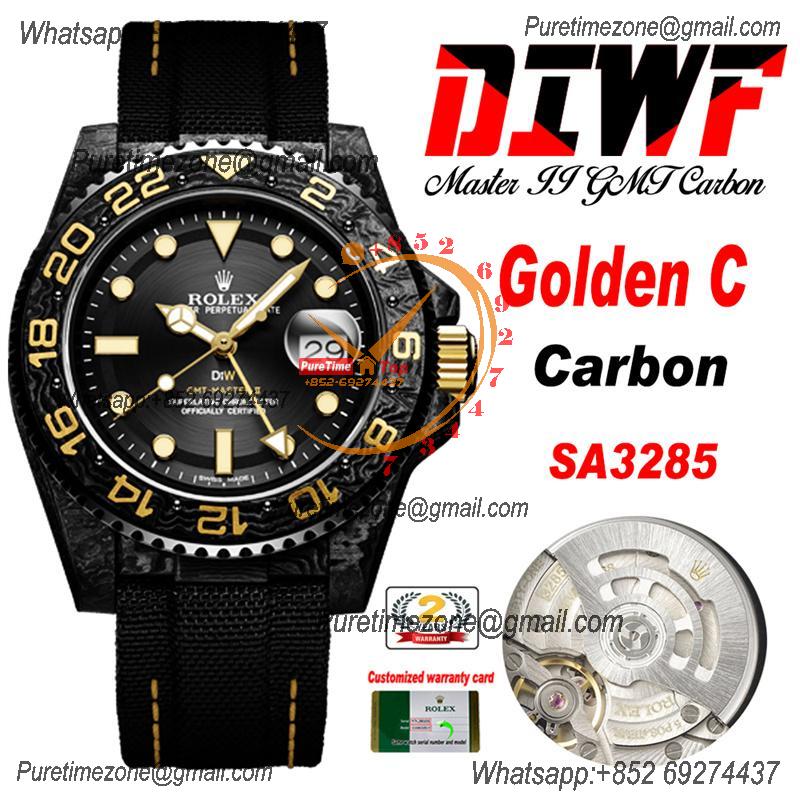 GMT Master II 126710 VR3186 Automatic Mens Watch Best Edition DIWF Carbon Case Black Dial Nylon Strap