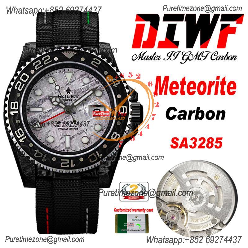 GMT Master II 126710 VR3186 Automatic Mens Watch Best Edition DIWF Carbon Case Meteorites Dial Black Nylon Strap