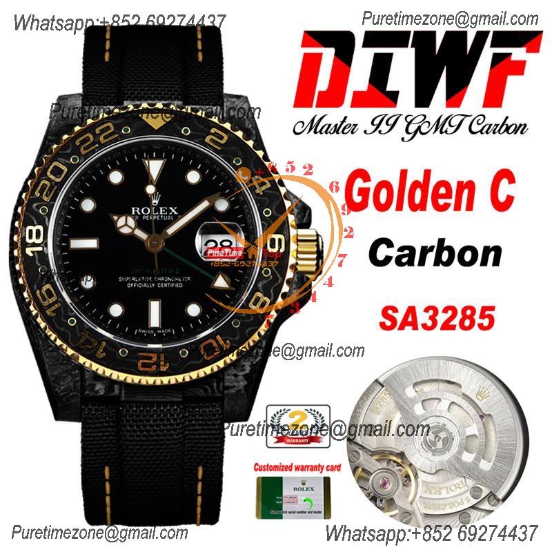 GMT Master II 126710 VR3186 Automatic Mens Watch Best Edition DIWF Carbon Case Black Dial Nylon Strap