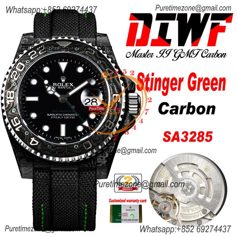 GMT Master II 126710 VR3186 Automatic Mens Watch Best Edition DIWF Carbon Case Black Dial Nylon Strap