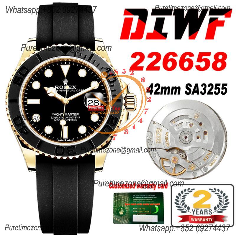 Yacht-Master 42 226659 SA3235 Automatic Mens Watch Best Edition DIWF YG 3D Ceramic Bezel Black Dial Oysterflex Strap