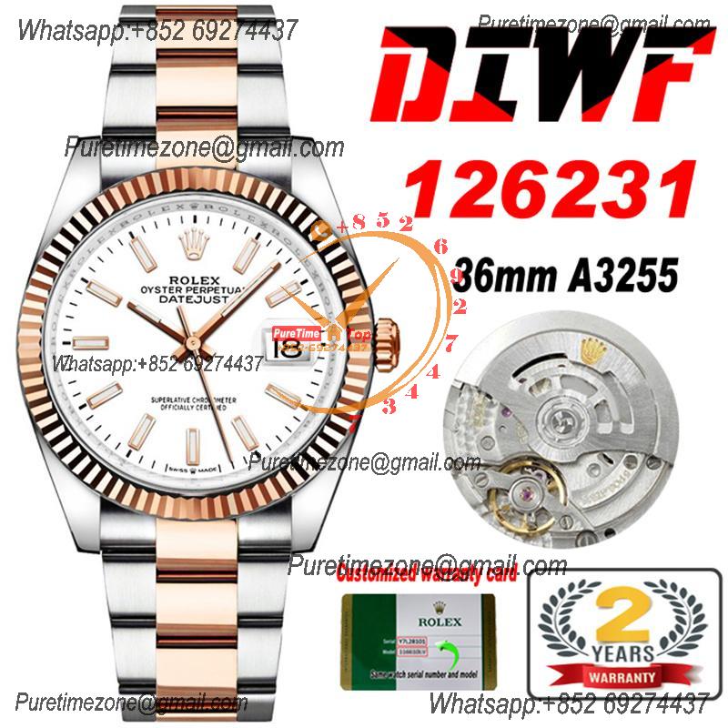 Datejust 36 126231 SA3235 Automatic Mens Watch Best Edition DIWF SS/RG Whtie Stick Dial 904L Oyster Steel Bracelet