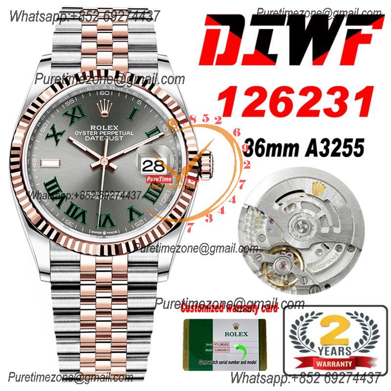 Datejust 36 126231 Wimbledon SA3235 Automatic Mens Watch Best Edition DIWF SS/RG Gray Roman Dial 904L Jubilee Bracelet