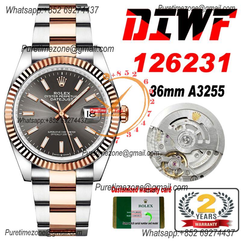 Datejust 36 126231 SA3235 Automatic Mens Watch Best Edition DIWF SS/RG Gray Stick Dial 904L SS Jubilee Bracelet