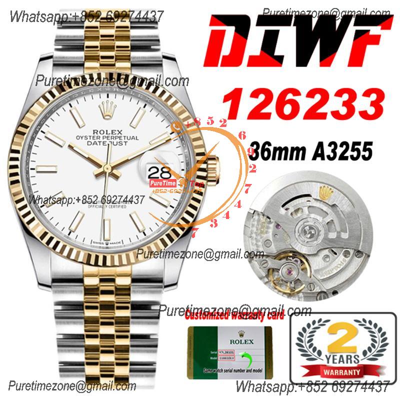 Datejust 36 126233 SA3235 Automatic Mens Watch Best Edition DIWF SS/YG White Stick Dial 904L SS Jubilee Bracelet