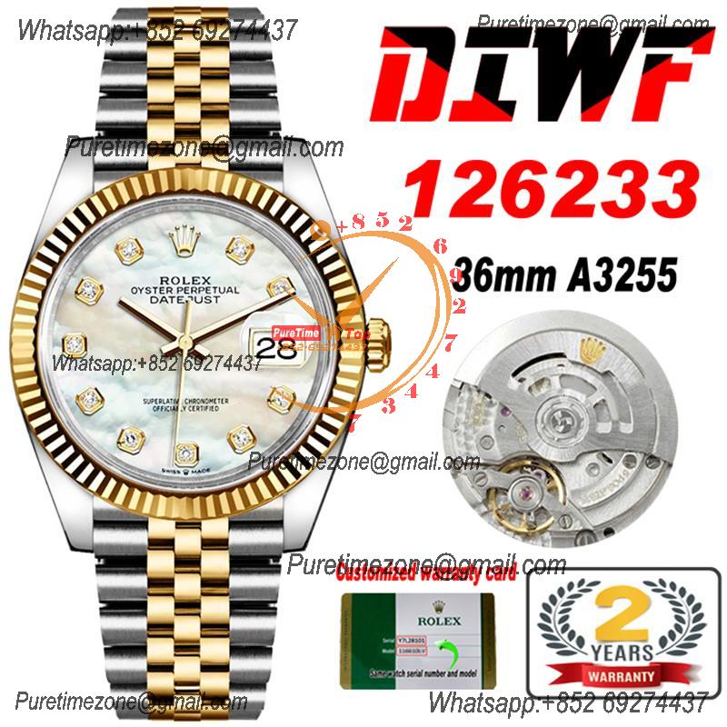 Datejust 36 126233 SA3235 Automatic Mens Watch Best Edition DIWF SS/YG MOP Diamonds Dial 904L SS Jubilee Bracelet