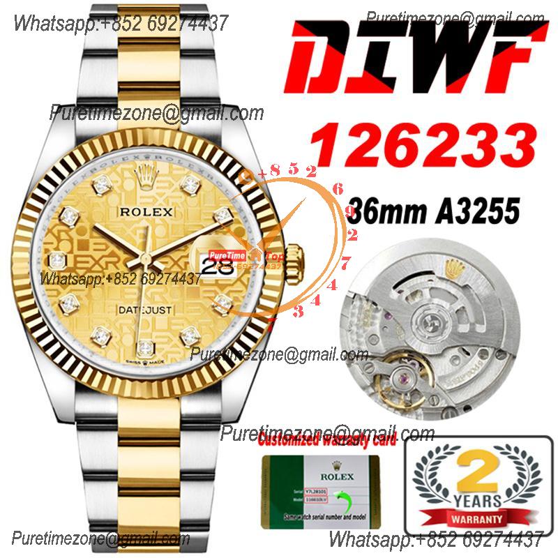 Datejust 36 126233 SA3235 Automatic Mens Watch Best Edition DIWF SS/YG Gold Diamonds Dial 904L Oyster Bracelet