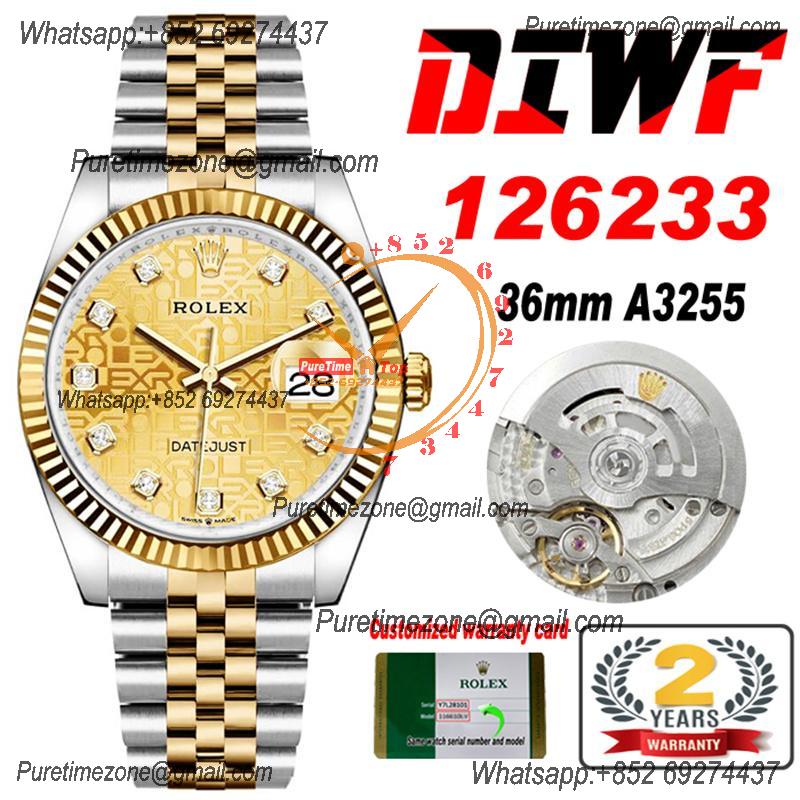 Datejust 36 126233 SA3235 Automatic Mens Watch Best Edition DIWF SS/YG Gold Diamonds Dial 904L Jubilee Bracelet