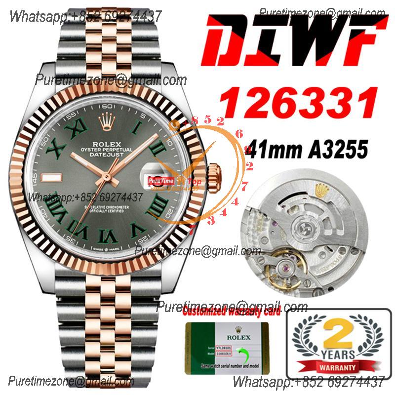 Datejust 41 126331 Wimbledon SA3235 Automatic Mens Watch Best Edition DIWF SS/RG Gray Roman Dial 904L Jubilee Bracelet