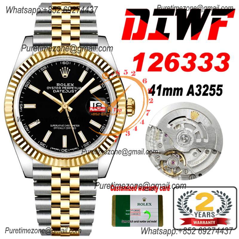 Datejust 41 126333 SA3235 Automatic Mens Watch Best Edition DIWF SS/YG Black Stick Dial 904L SS Jubilee Bracelet