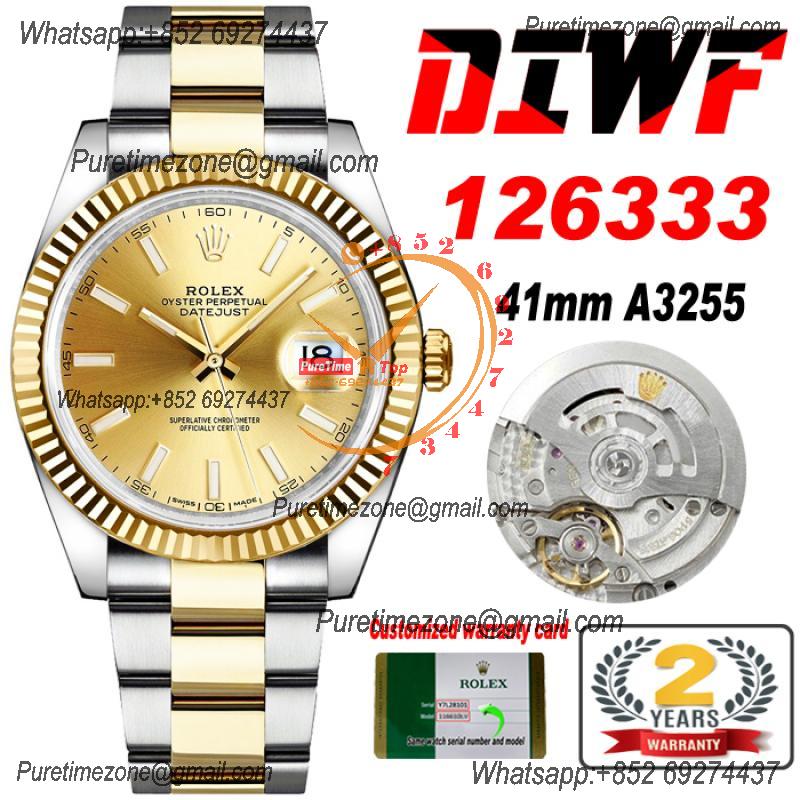 Datejust 41 126333 SA3235 Automatic Mens Watch Best Edition DIWF SS/YG Gold Stick Dial 904L SS Oyster Bracelet