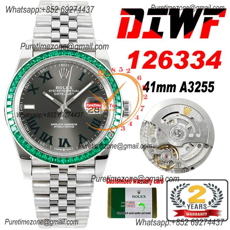 Datejust 41 126333 SA3235 Automatic Mens Watch Best Edition DIWF Diamond Bezel Gray Arabic Dial 904L Jubilee Bracelet