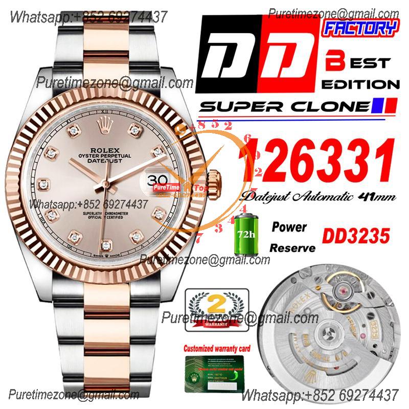 Datejust 41 126331 DD3235 Automatic Mens Watch Best Edition DDF SS/RG Gold Diamonds Dial 904L SS Oyster Bracelet