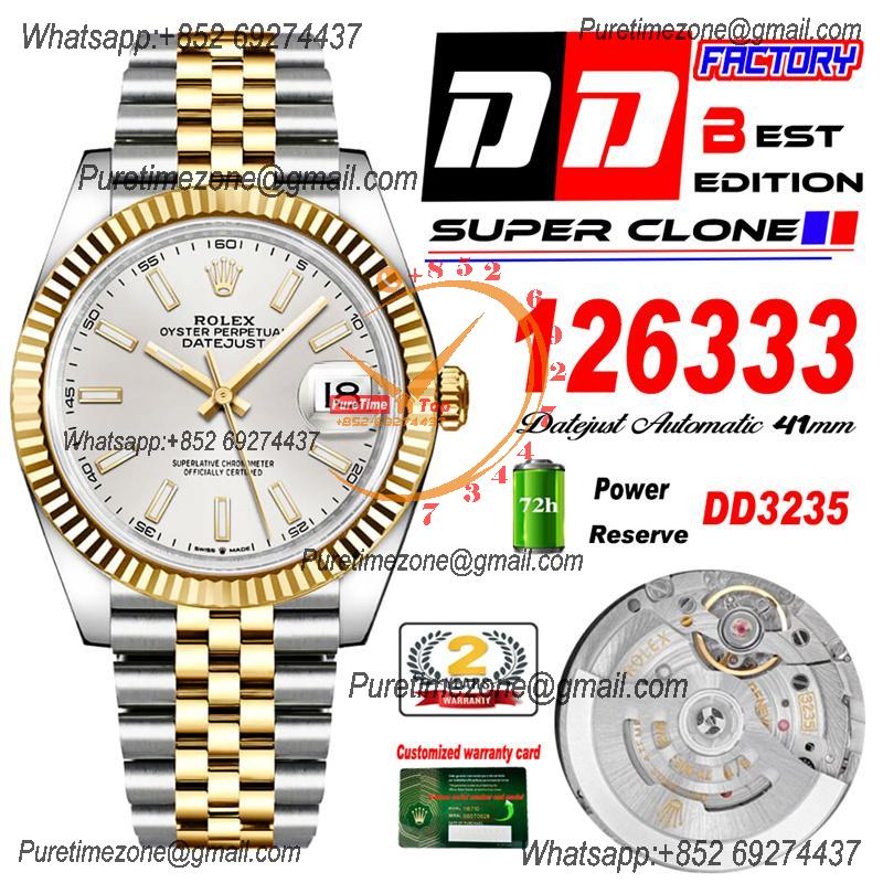 Datejust 41 126333 DD3235 Automatic Mens Watch Best Edition DDF SS/YG White Stick Dial 904L SS Jubilee Bracelet