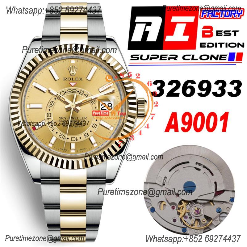 Sky Dweller 326933 A9001 Automatic Mens Watch Best Edition AIF SS/YG Gold Stick Dial 904L Steel Oyster Bracele