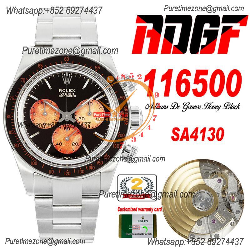 Artisans De GenèveHoney Daytona 116500 Best Edition ADGF SA4130 Autoamtic Chronograph Mens Watch Honey Black Orange Dial