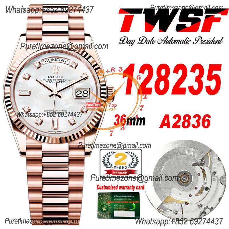 Day Date 36 128235 A2836 Automatic Womens Watch Best Edition TWSF RG MOP Diamonds Dial President Bracelet  CHS