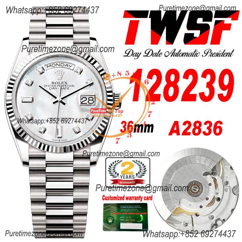 DayDate 36 128239 A2836 Automatic Womens Watch Best Edition TWSF MOP Diamond  Dial President Bracelet CHS