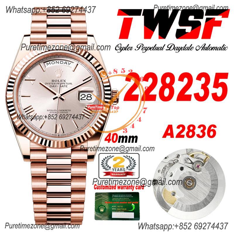 DayDate 40 228235 A2836 Automatic Mens Watch Best Edition TWSF RG Gold Roman Dial President Bracelet CHS