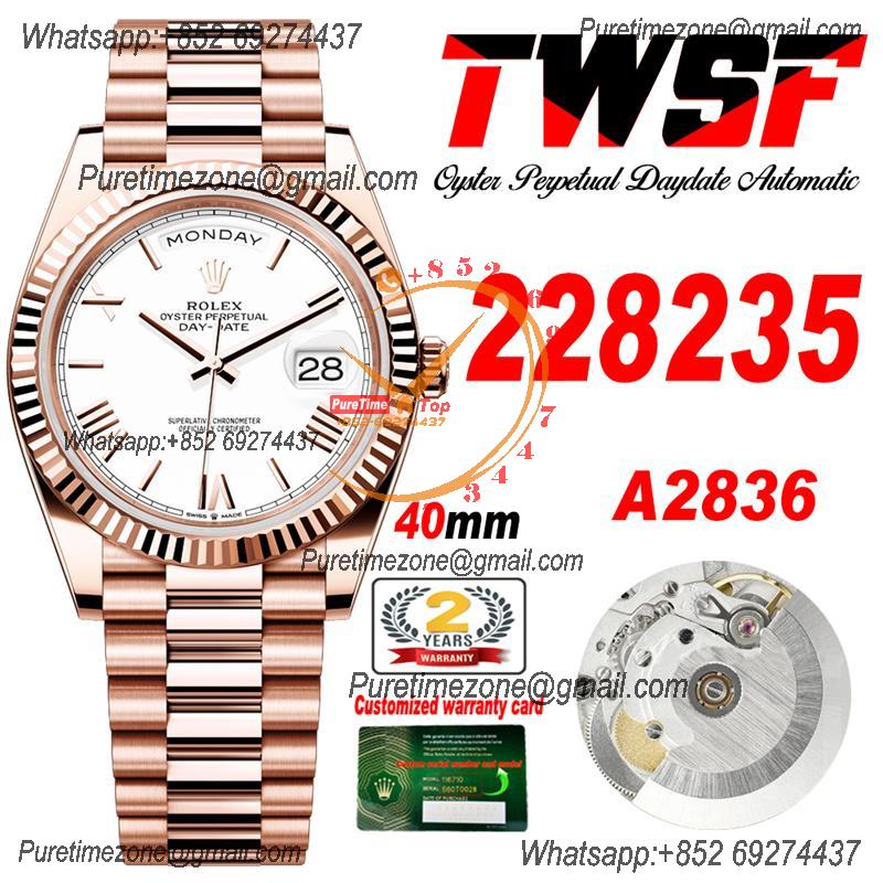 DayDate 40 228235 A2836 Automatic Mens Watch Best Edition TWSF RG Whtie Roman Dial President Bracelet CHS