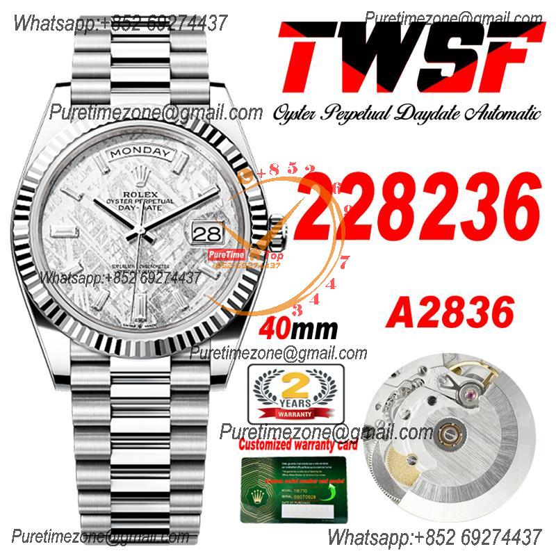 DayDate 40 228236 A2836 Automatic Mens Watch Best Edition TWSF Meteorite Diamond Dial President Bracelet CHS