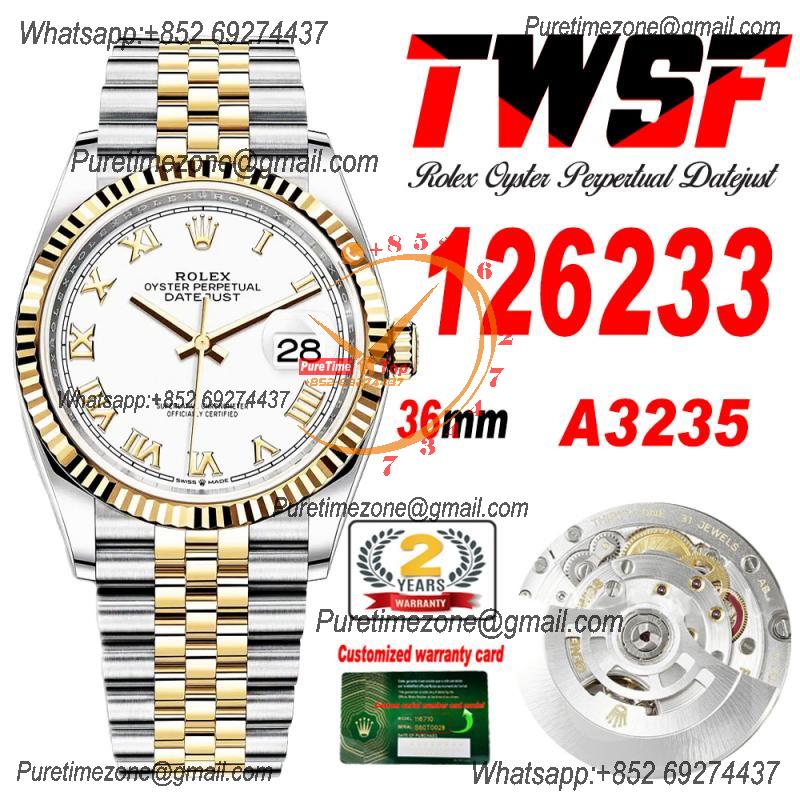 Datejust 36 126233 A3235 Automatic Mens Watch Best Edition TWSF Two Tone YG White Roman Dial Jibilee Bracelet CHS