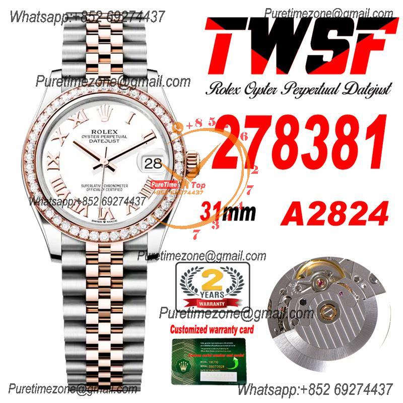 Datejust 31 278381 A2824 Auto Womens Watch Best Edition TWSF Two Tone RG Diamond Bezel MOP Dial Jibilee Bracelet Ladies