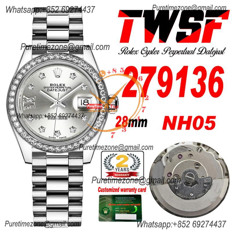 Datejust 28 279136 NH05 Automatic Womens Watch Best Edition TWS Diamonds Bezel Silver Star Dial Jibilee Bracelet Ladies