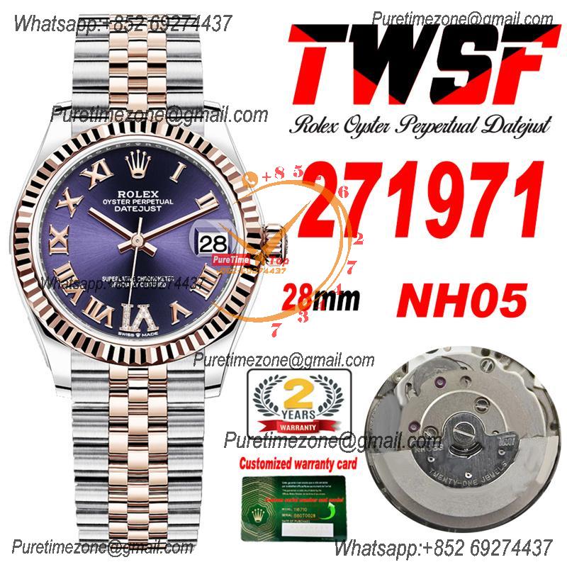 Datejust 28 271971 NH05 Automatic Womens Watch Best Edition TWSF Two Tone RG Purple Roman Dial Jibilee Bracelet Ladies