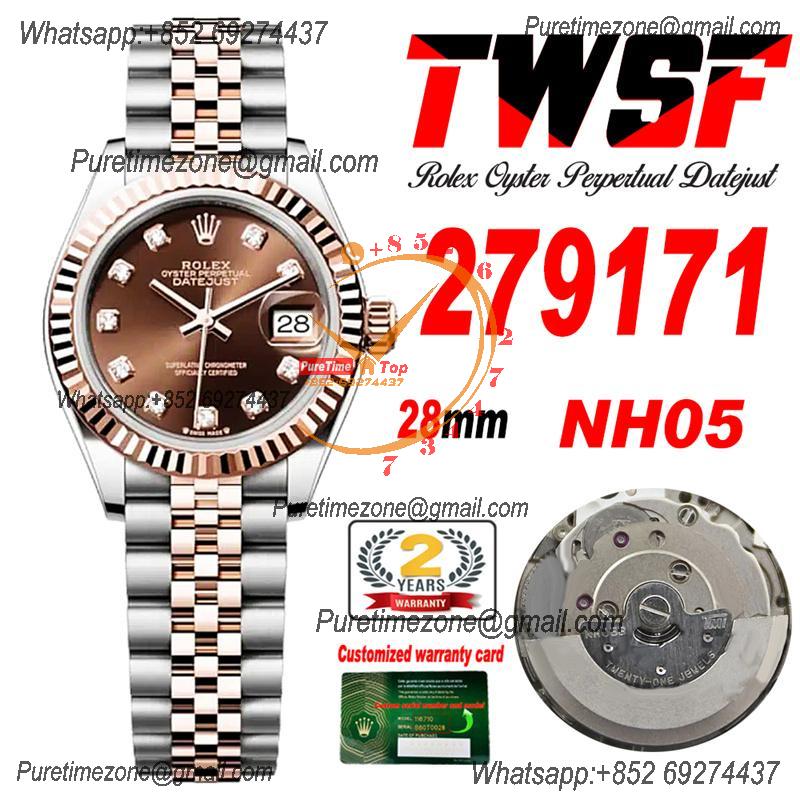 Datejust 28 271971 NH05 Automatic Womens Watch Best Edition TWS Two Tone RG Brown Diamonds Dial Jibilee Bracelet Ladies