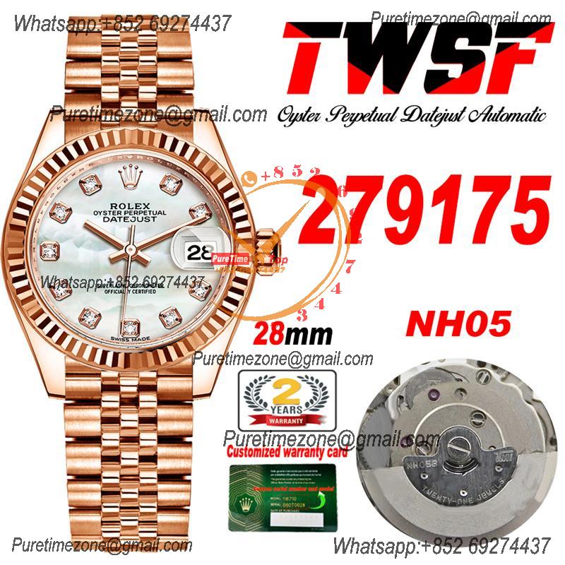 Datejust 28 279175 NH05 Automatic Womens Watch Best Edition TWSF RG MOP Diamonds Dial Jibilee Bracelet Ladies