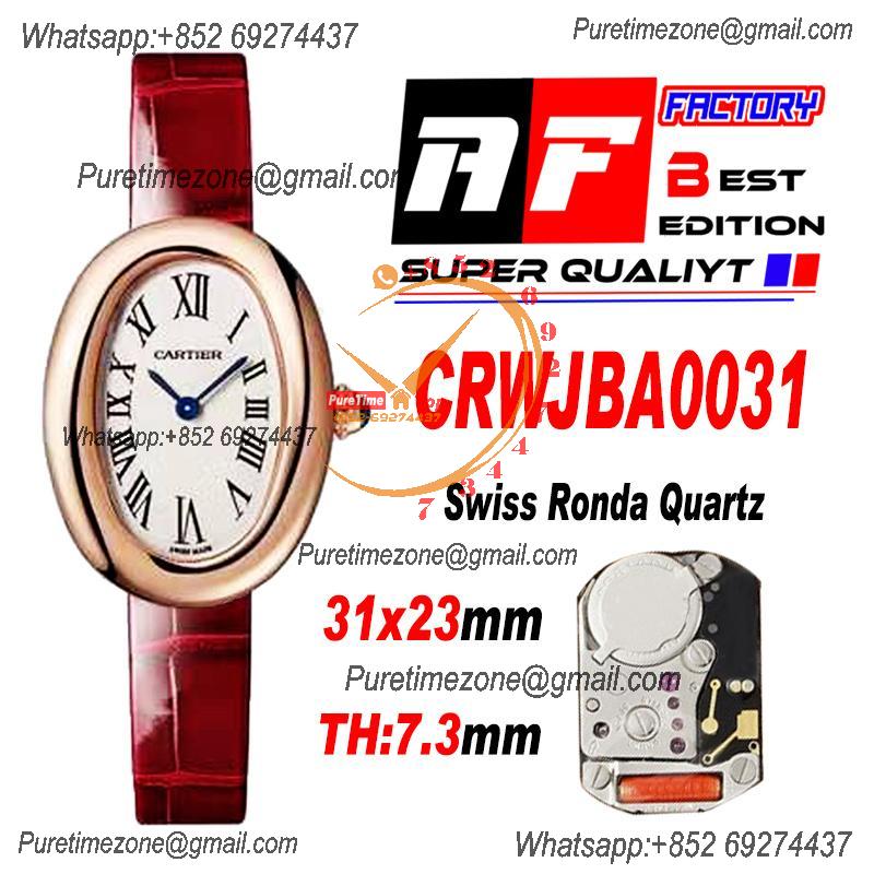 Baignoire WJBA0031 Swiss Ronda Quartz Womens Watch Best Edition AF RG White Dial Red Croco Strap Ladies