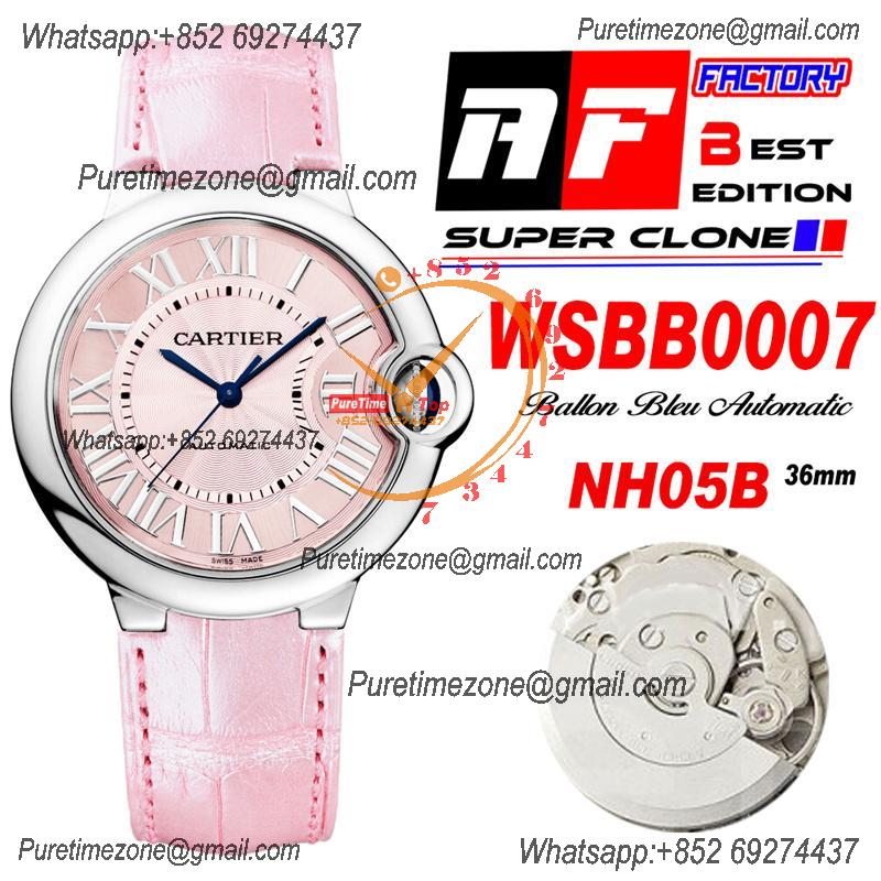 Ballon Bleu W6920041 36 NH05 Automatic Womens Watch Best Edition AF Pink Roman Dial Leather Strap Ladies