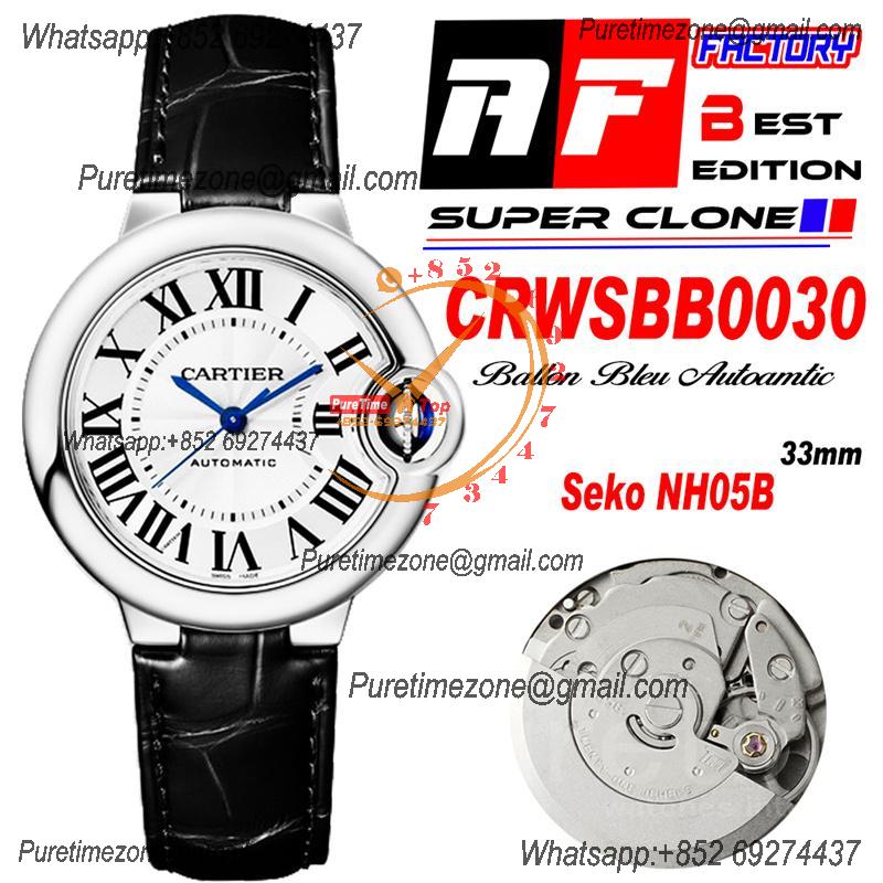 Ballon Bleu WSBB0030 SEIKO NH05A Automatic Womens Watch Best Edition AF 33 Steel Case Silver Dial Black Leather