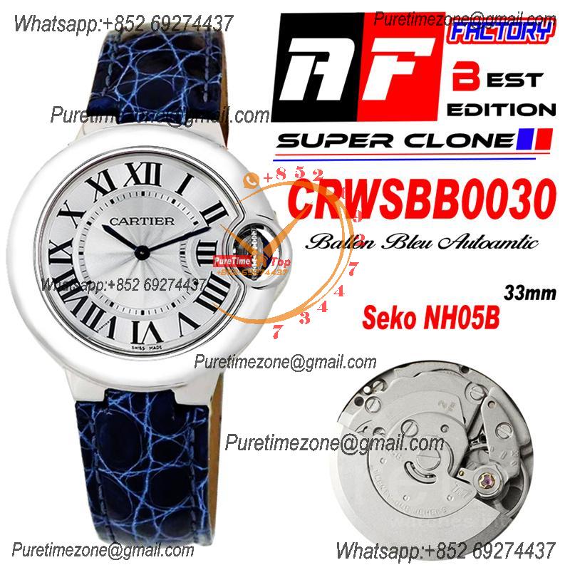 Ballon Bleu WSBB0030 SEIKO NH05A Automatic Womens Watch Best Edition AF 33 Steel Case Silver Dial Blue Leather