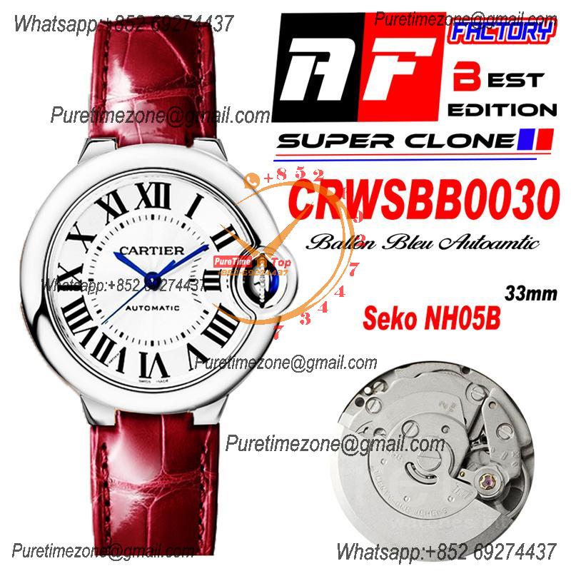 Ballon Bleu WSBB0030 SEIKO NH05A Automatic Womens Watch Best Edition AF 33 Steel Case Silver Dial Red Leather