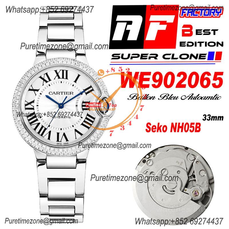 Ballon Bleu WE902065 SEIKO NH05A Automatic Womens Watch Best Edition AF 33 Diamond Bezel Silver Dial SS Bracelet