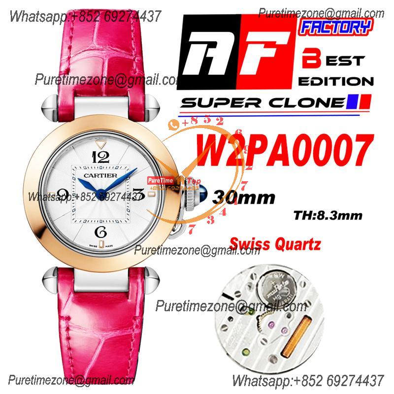 Pasha W2PA0007 Swiss Quartz Womens Watch Best Edition AF 30mm Two Tone RG White Textured Dial Red Leather Strap