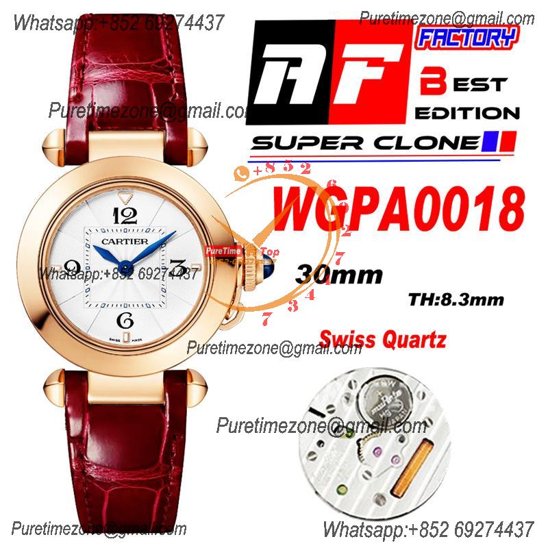 Pasha WGPA0018 Swiss Quartz Womens Watch Best Edition AF 30mm RG White Textured Dial Red Leather Strap