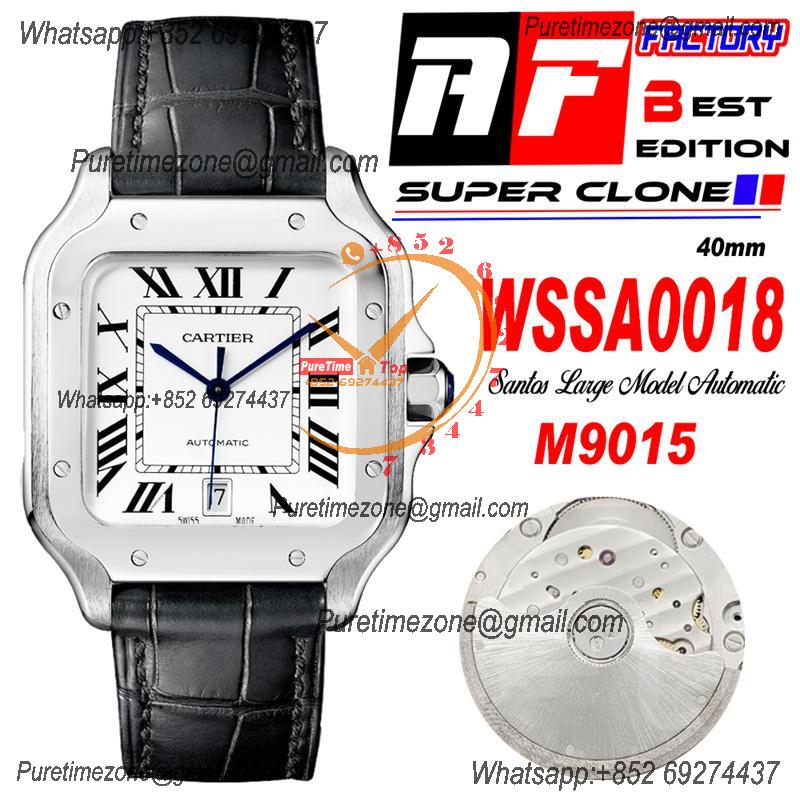 Santos WGSA0018 M9015 Automatic Mens Watch Best Edition AF 40mm White Roman Dial Black Leather Strap