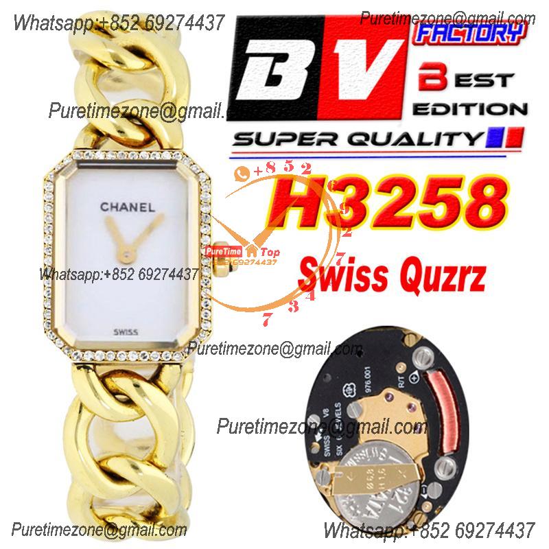 Premiere H3256 Swiss Quartz Womens Watch Best Edition BVF YG Diamonds Bezel MOP Dial SS Bracelet Ladies